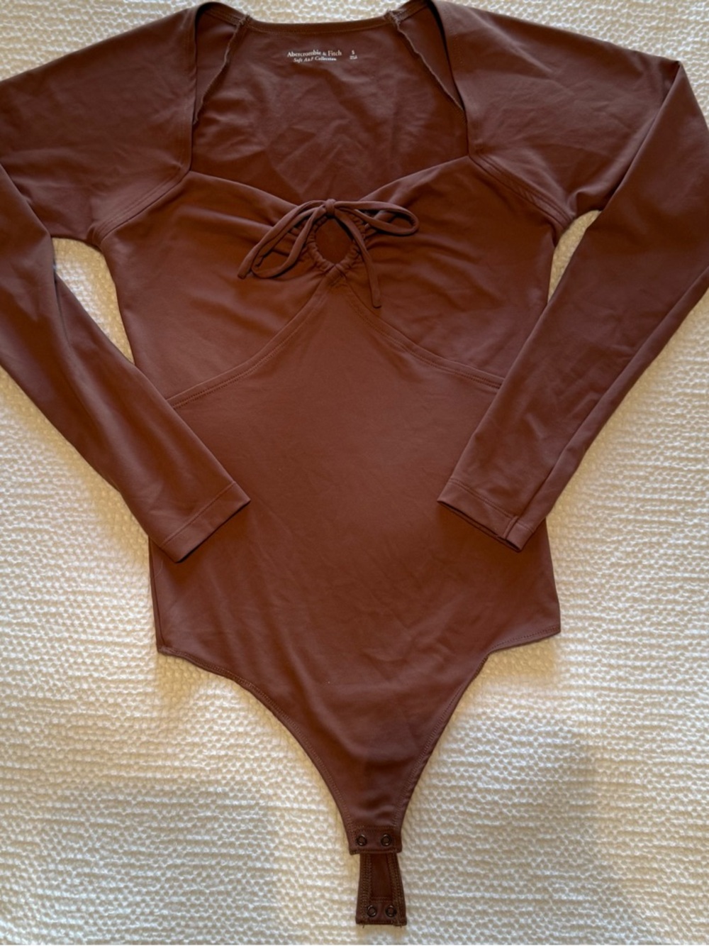 Abercrombie & Fitch | Bodysuit | Brown Long-Sleeve Tie-Front | Size Small